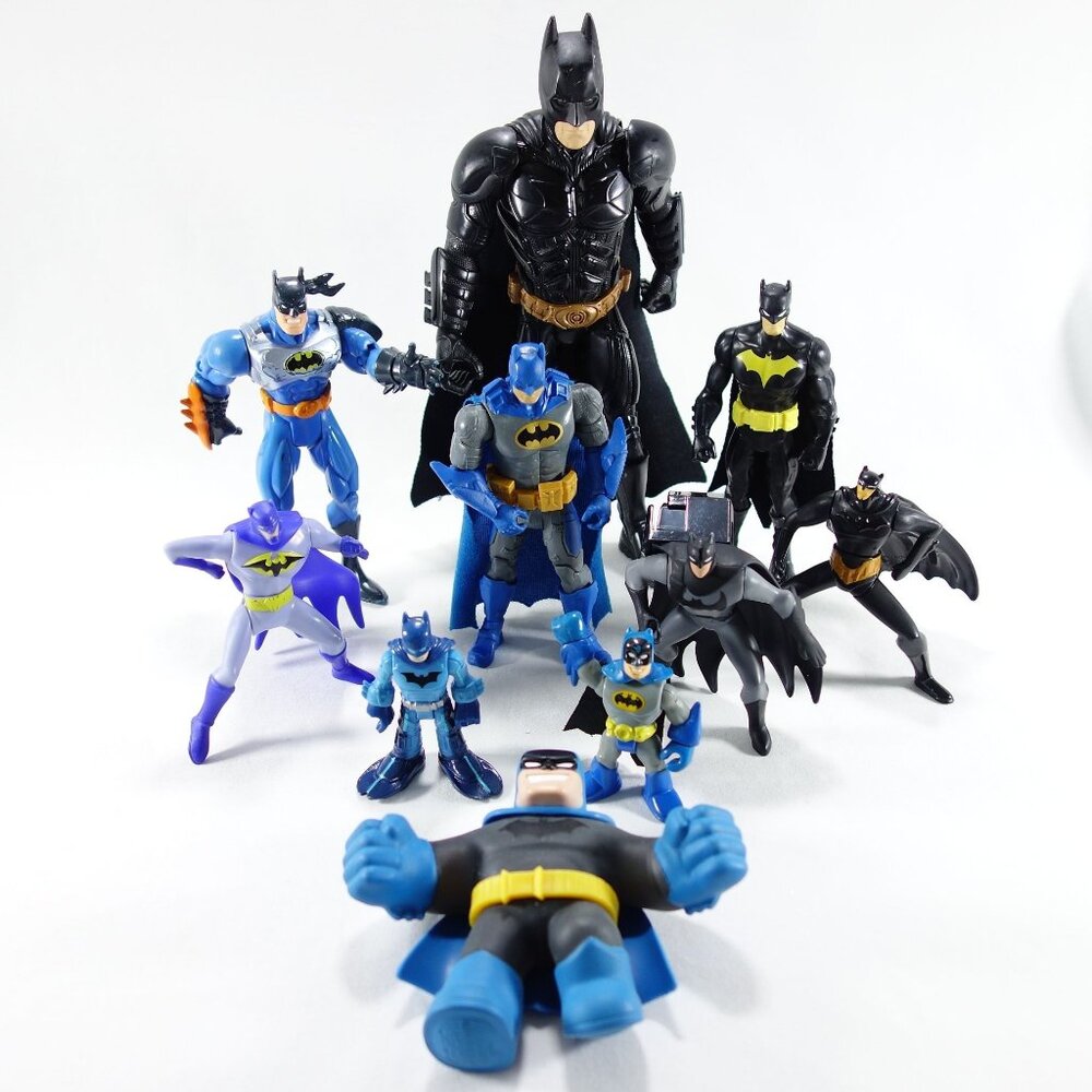 Assorted Mixed Lot of 10‎ Batman Action Figures 3" to 10" Inc Stretchy Figure